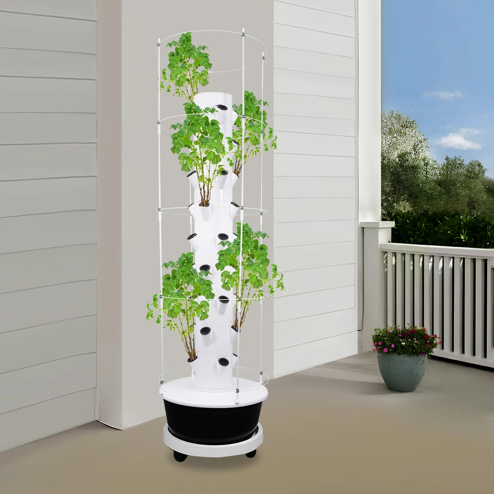 9 Tiers 30L 36-Plant ABS Hydroponic Indoor Growing Tower Vertical Garden Kit W/ Climbing Trellis For Balconies, Gardens, Farms - Image 4