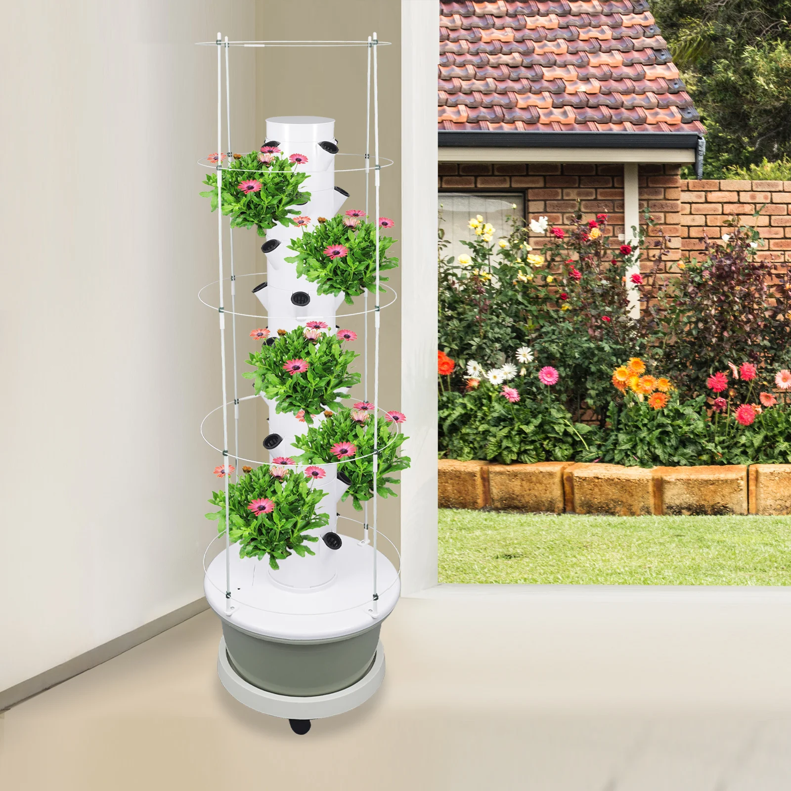 9 Tiers 30L 36-Plant ABS Hydroponic Indoor Growing Tower Vertical Garden Kit W/ Climbing Trellis For Balconies, Gardens, Farms - Image 3