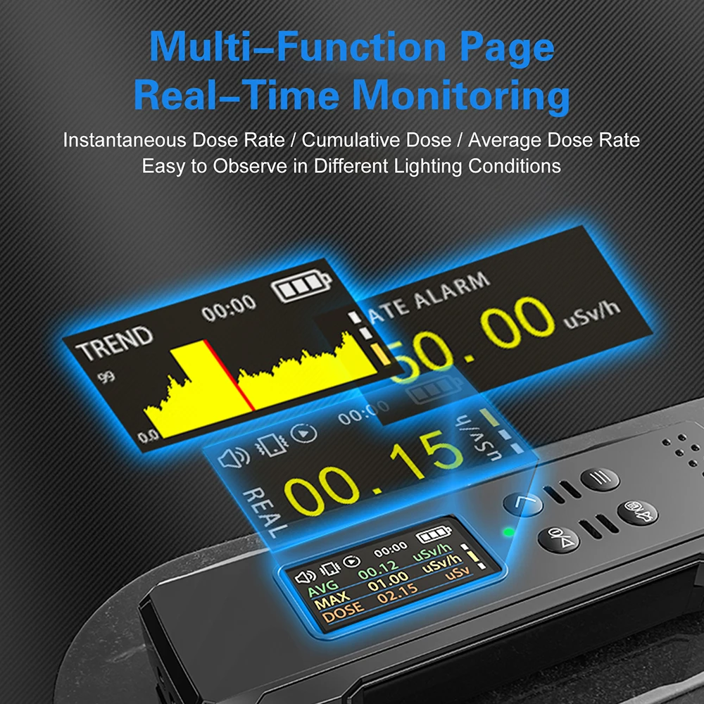 Portable Nuclear Radiation Detector X-γ-β Ray Detection Geiger Counter Monitoring Nuclear Contamination Seafood Tester - Image 3