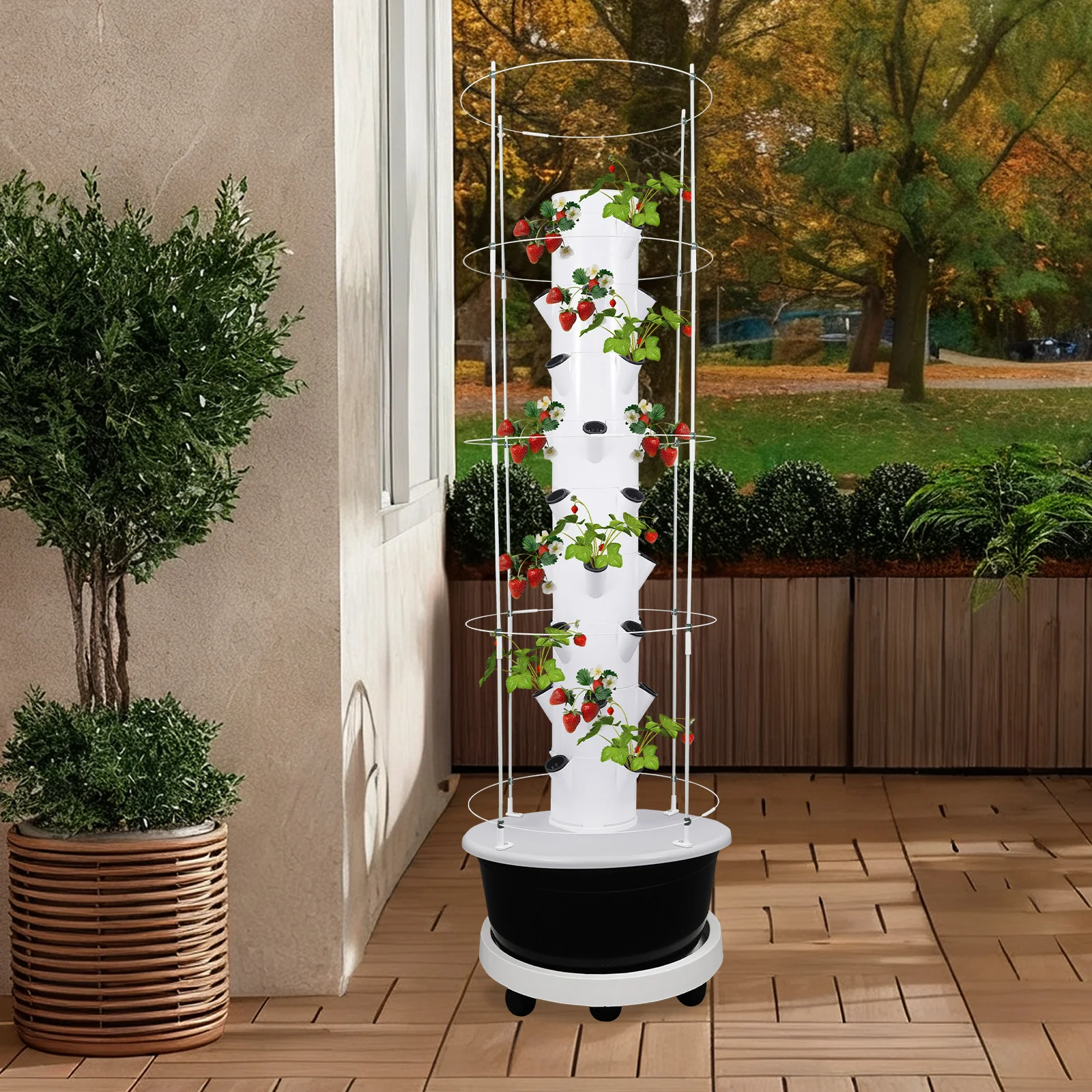 9 Tiers 30L 36-Plant ABS Hydroponic Indoor Growing Tower Vertical Garden Kit W/ Climbing Trellis For Balconies, Gardens, Farms - Image 5