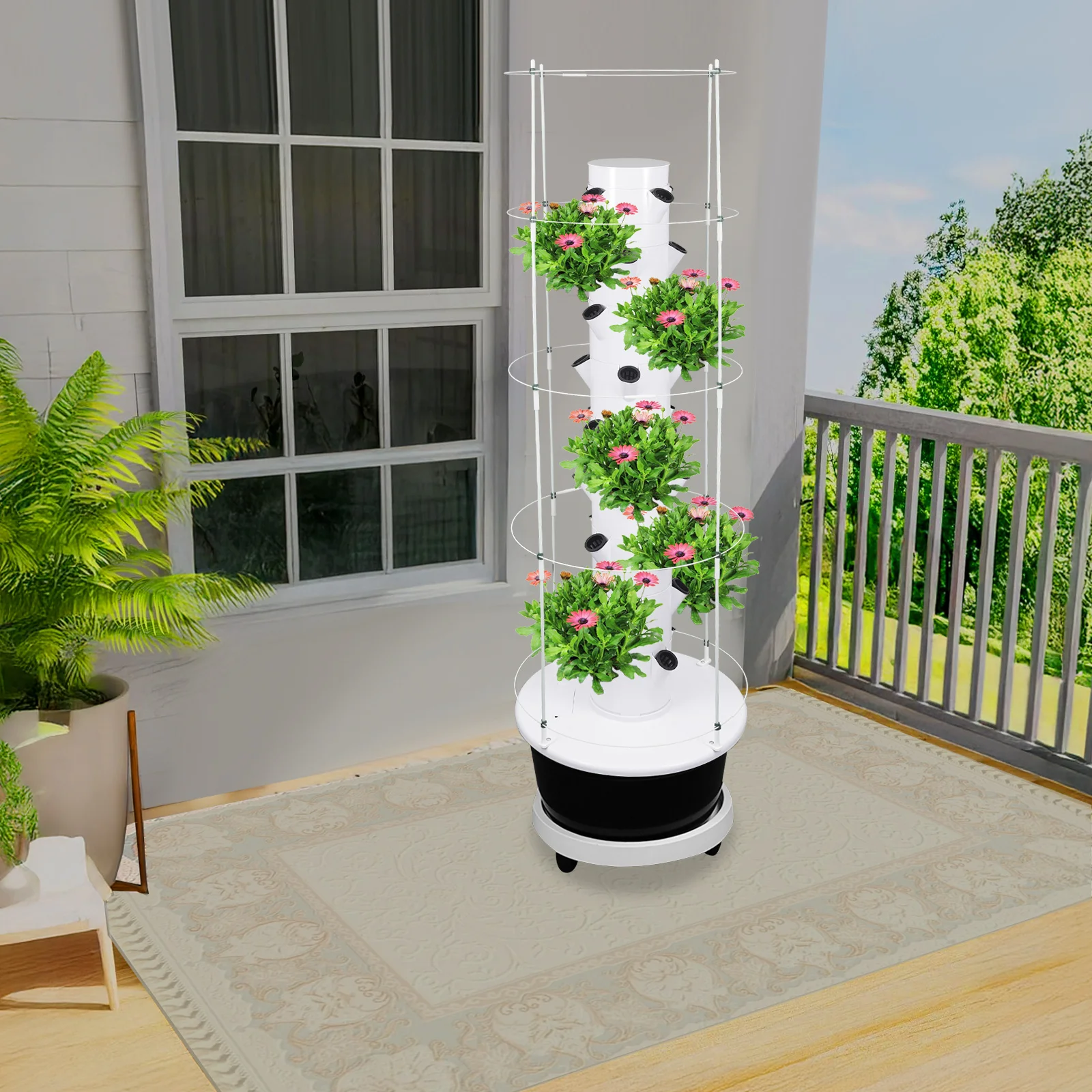 9 Tiers 30L 36-Plant ABS Hydroponic Indoor Growing Tower Vertical Garden Kit W/ Climbing Trellis For Balconies, Gardens, Farms - Image 6