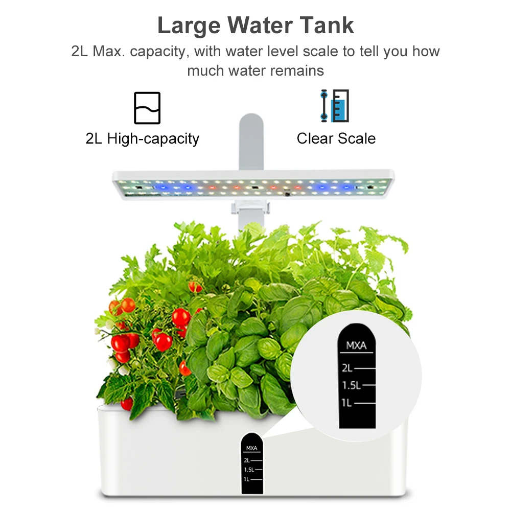 Smart Hydroponics Growing System Indoor Garden Kit 9 Pods Automatic Timing with Height Adjustable 15W LED Grow Lights - Image 4