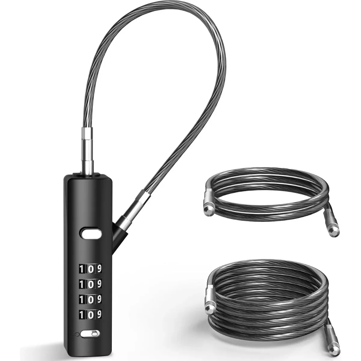 3Pcs Set 4Digit Combination Cable Lock Zinc Alloy & Hardened Steel Multi-Use for Bikes Cabinets, Wardrobes Fences Lock for Bike