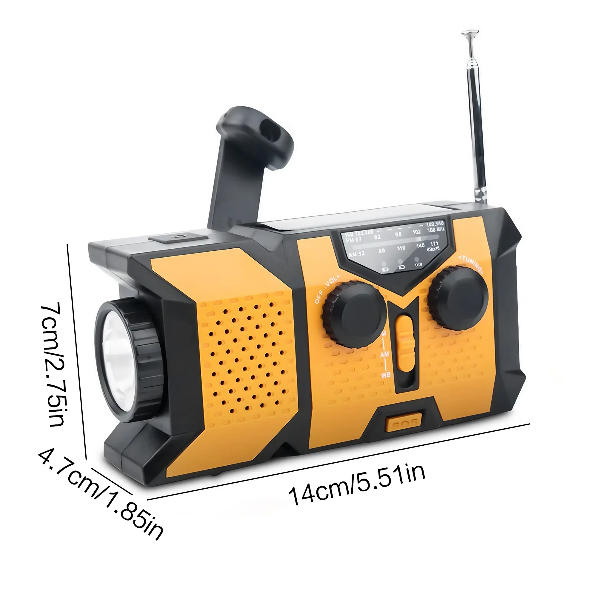 Emergency Hand Crank Solar Radio with LED Flashlight, AM/FM/NOAA Portable Weather Radio with 2000mAh Mobile Power Phone Charger - Image 6