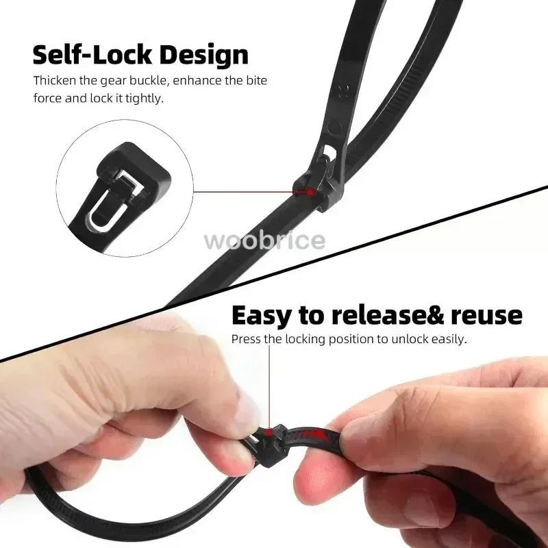 1000/100PCS Nylon Cable Ties Self-locking Cord Ties Straps Adjustable Cables Fastening plastic clamp Heat Resistant Wire Zip Tie - Image 3