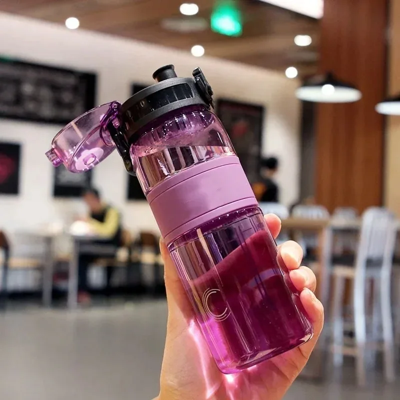 500ml Sports Water Bottle Portable Leak-proof Plastic Cup Drinkware With Tea Filter Tour Gym Outdoor Fitness Transparent Cup - Image 5
