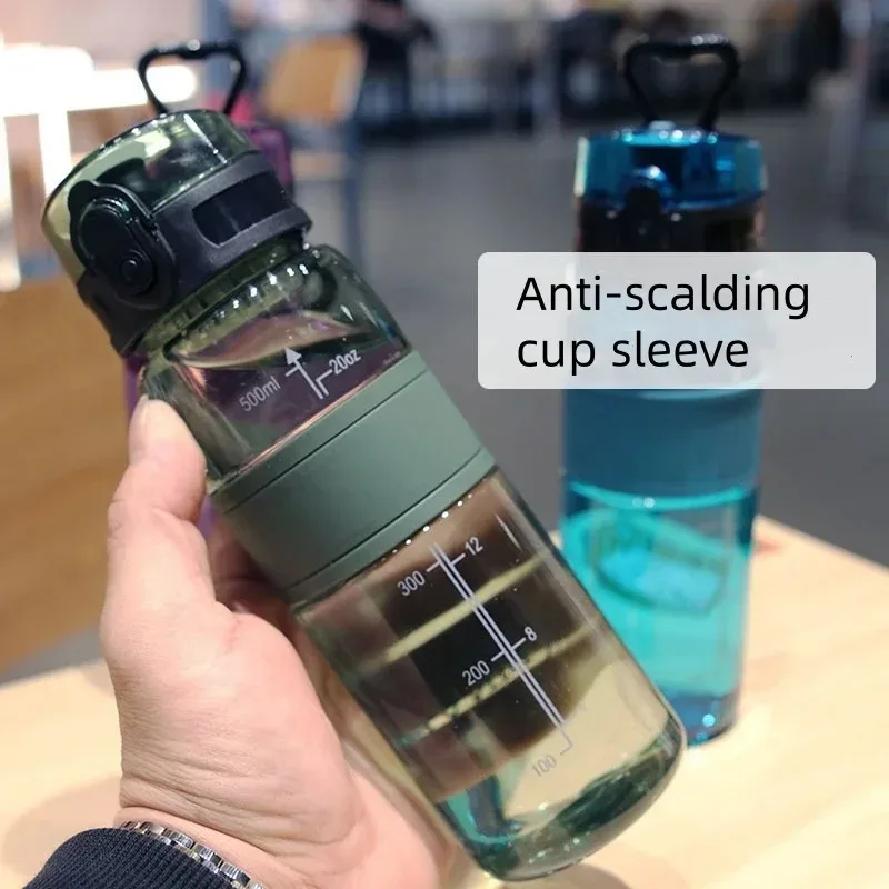 500ml Sports Water Bottle Portable Leak-proof Plastic Cup Drinkware With Tea Filter Tour Gym Outdoor Fitness Transparent Cup - Image 3