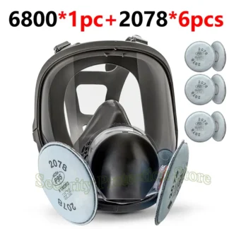 6800 Full Facepiece Reusable Respirator Mask Anti-fog Mask with 6pcs 2078 Filters for Paint/Against Dust/ Chemicals/Formaldehyde