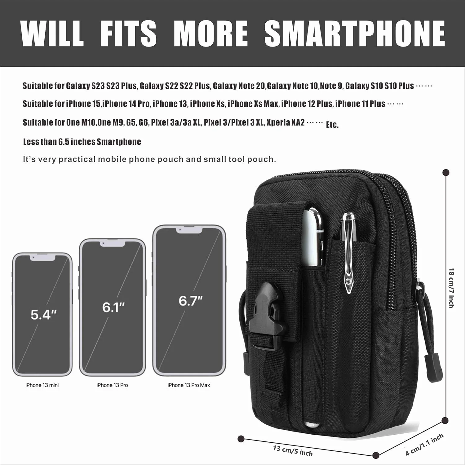 MuqiNush Tactical Phone Bag Universal EDC Waist Bag Equipment Small Tools Pocket for Outdoor Men's and Phone Leather Cases - Image 2