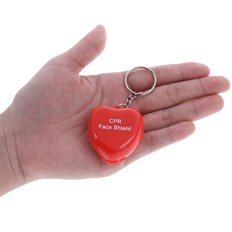 Mini Protect CPR Mask Mouth KeyChain Rescue In Heart Box Face Mask First Aid - Image 2