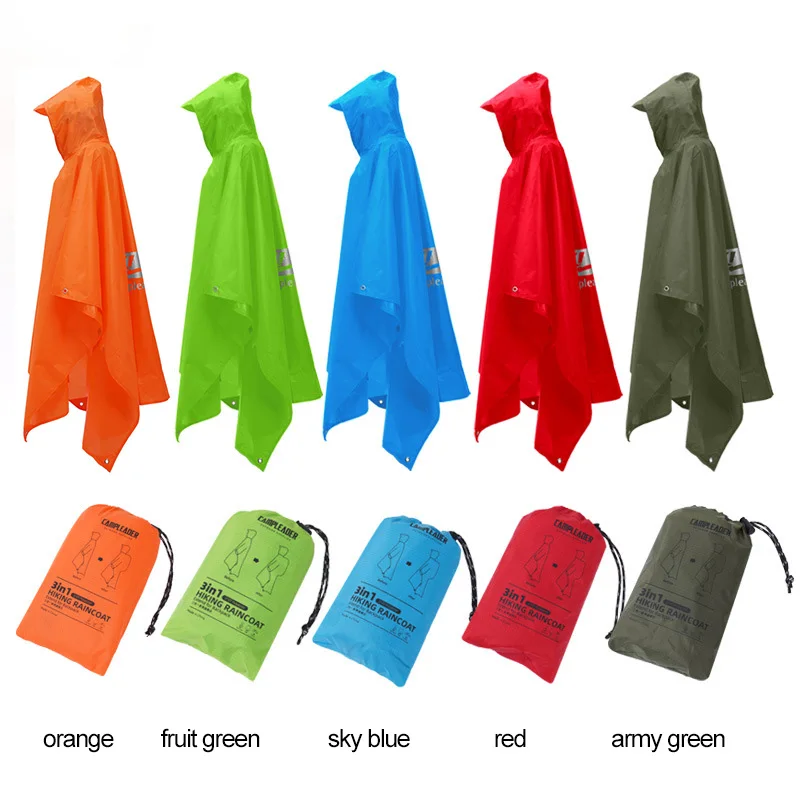 Outdoor 3 In 1 Raincoat Hooded Sleeve Waterproof Rain Poncho Motorcycle Rain Cover Camping Hiking Travel Portable Rainwear Tent - Image 3