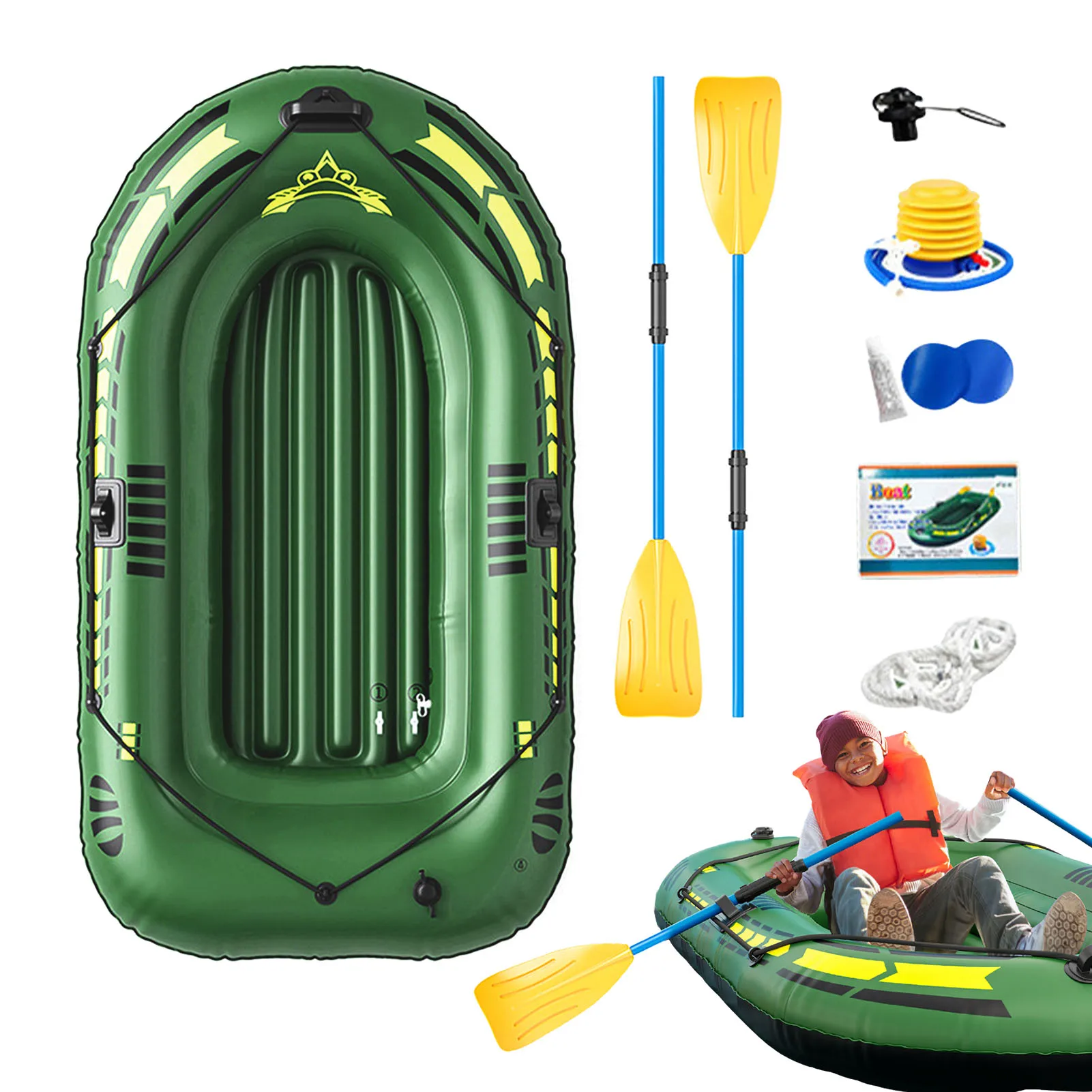 High Quality 0.4mm PVC Iatable Kayak Canoe Rowing Air Boat DoubleDrifting Diving Iatable Boat Fishing Boat - Image 2