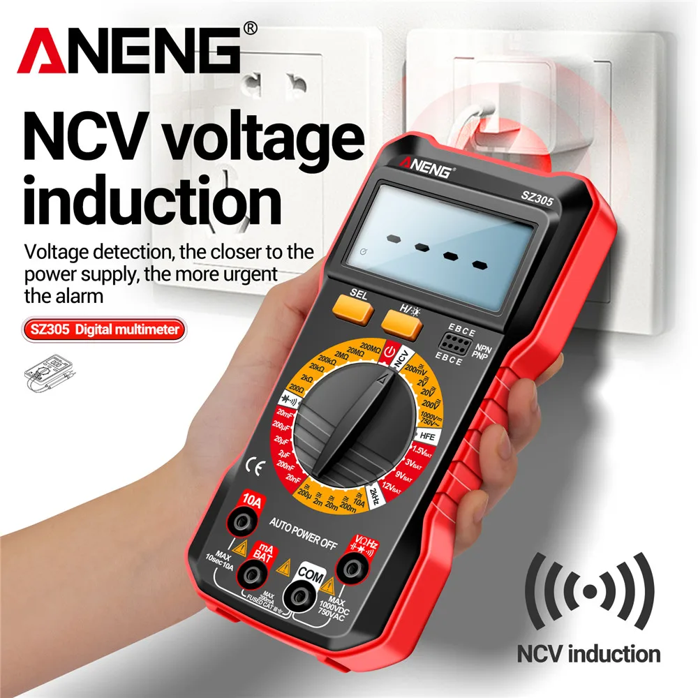 ANENG SZ305 Digital Multimeter Professional AC/DC Voltage Ammeter Capacitor hFE Triode NCV Voltage Induction Electrician Tester - Image 2
