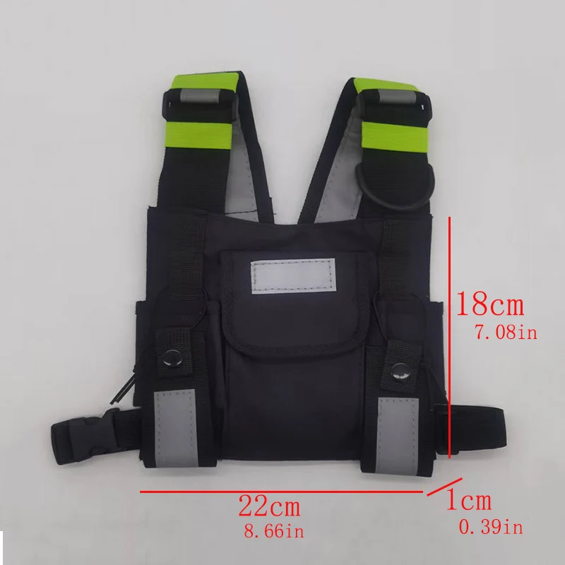 Functional Tactical Chest Bag Unisex Walkie-talkie Pack Reflective Vest Streetwear Bag Chest Rig Bag Oxford Cloth Vest Backpack - Image 6