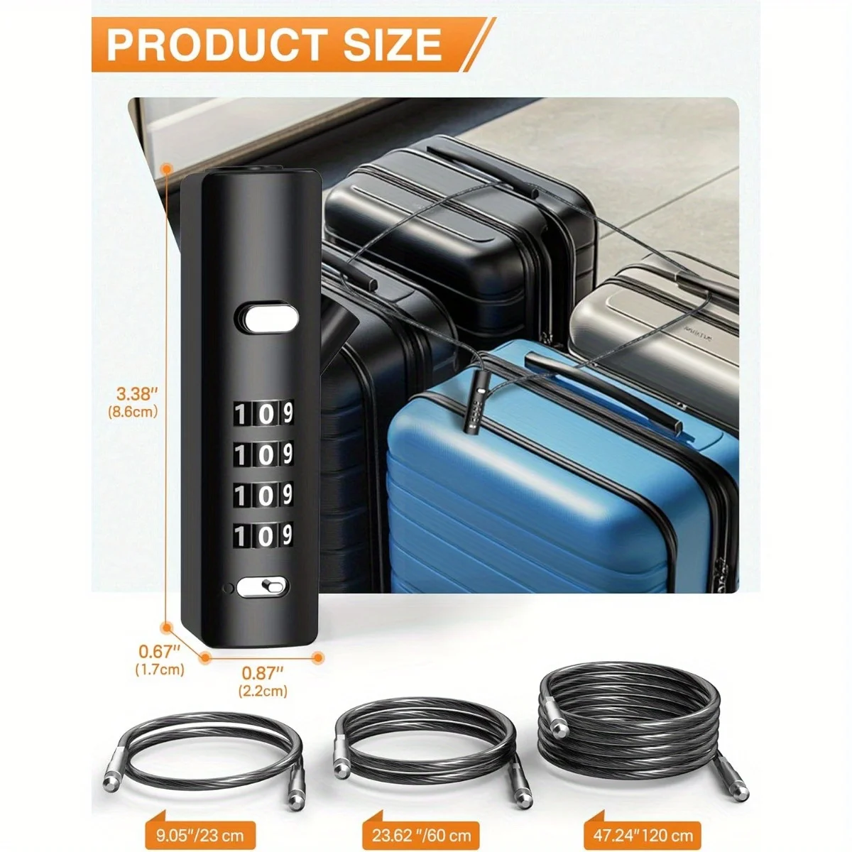 3Pcs Set 4Digit Combination Cable Lock Zinc Alloy & Hardened Steel Multi-Use for Bikes Cabinets, Wardrobes Fences Lock for Bike - Image 4