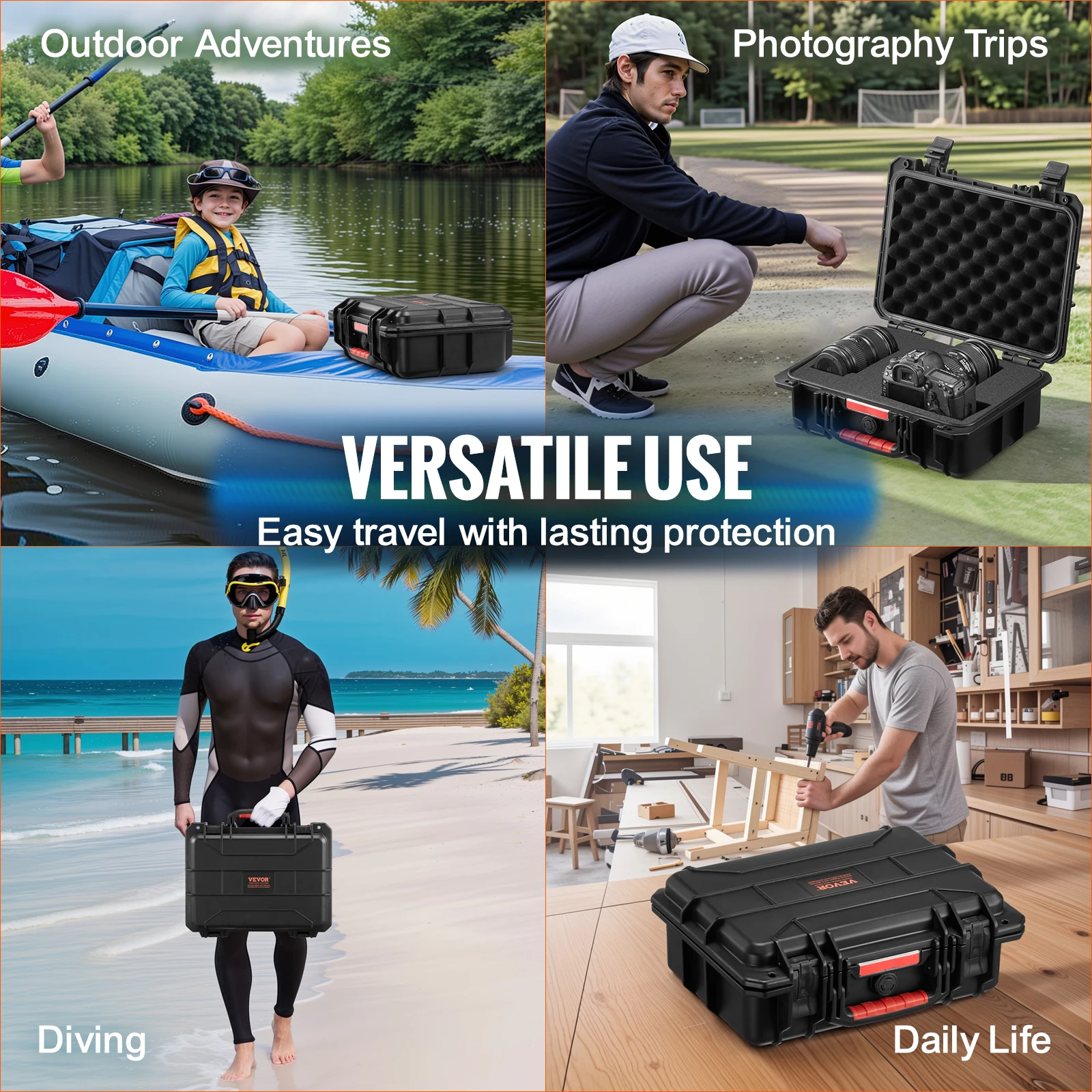 VEVOR IP67 Weatherproof Hard Case Heavy Duty Protective Case with Pre-cut Foam and Handles for Travel Hunting Military Cameras - Image 6