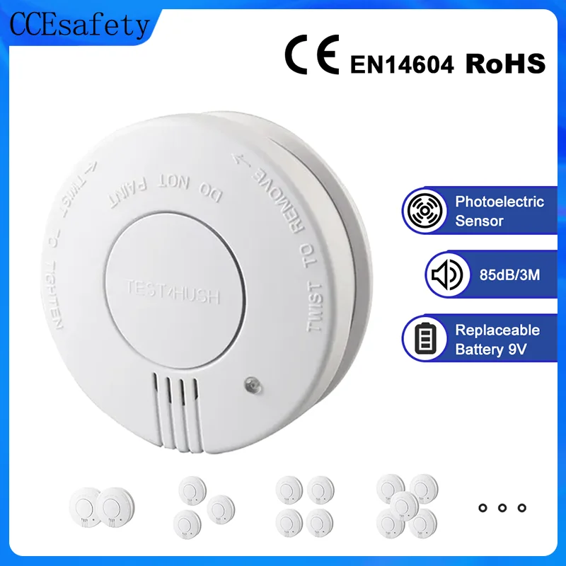 Smoke Detector 9V Replaceable Battery Smoke And Fire Alarm Smoke Sensor Low Battery Beep For Kitchen Bedroom Office CE EN14604