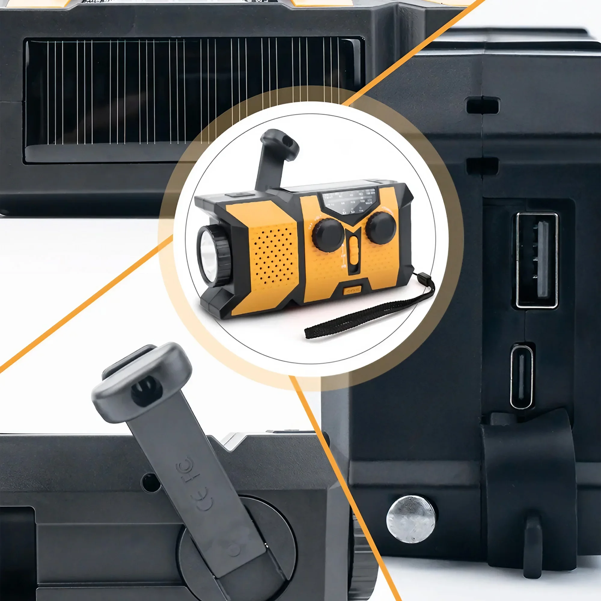 Emergency Hand Crank Solar Radio with LED Flashlight, AM/FM/NOAA Portable Weather Radio with 2000mAh Mobile Power Phone Charger - Image 5