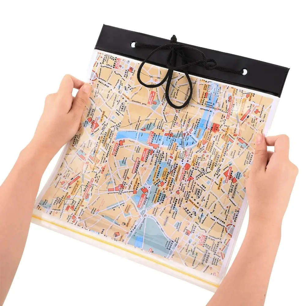 1PC Map Case Clear Waterproof PVC Document Stationery Holder Cover Portable Outdoor Camping Pocket Bag with Zipper - Image 4