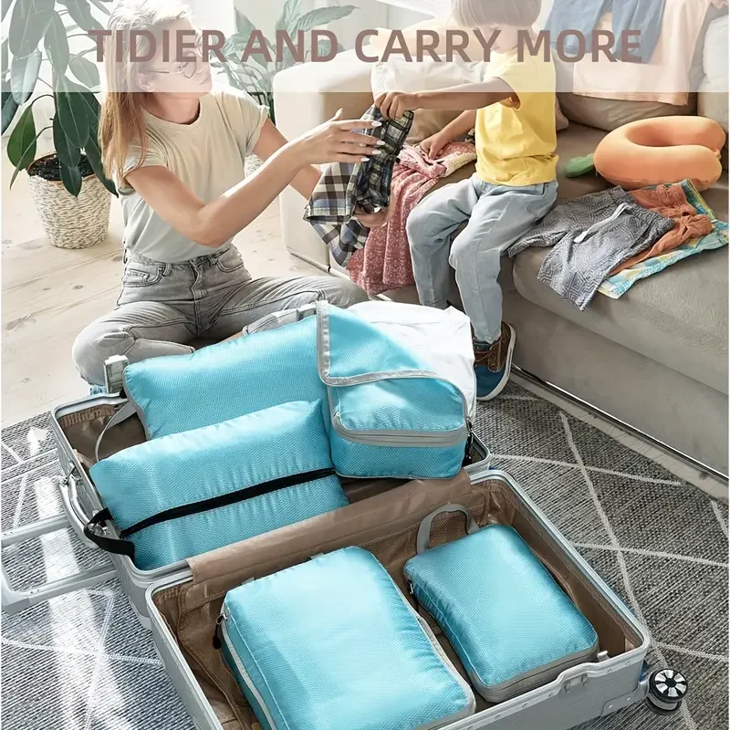 Travel Compression Packing Cubes Suitcase Luggage Organizer Set Zipper Foldable Storage Bag for Clothes Shoes Travel Accessories - Image 6