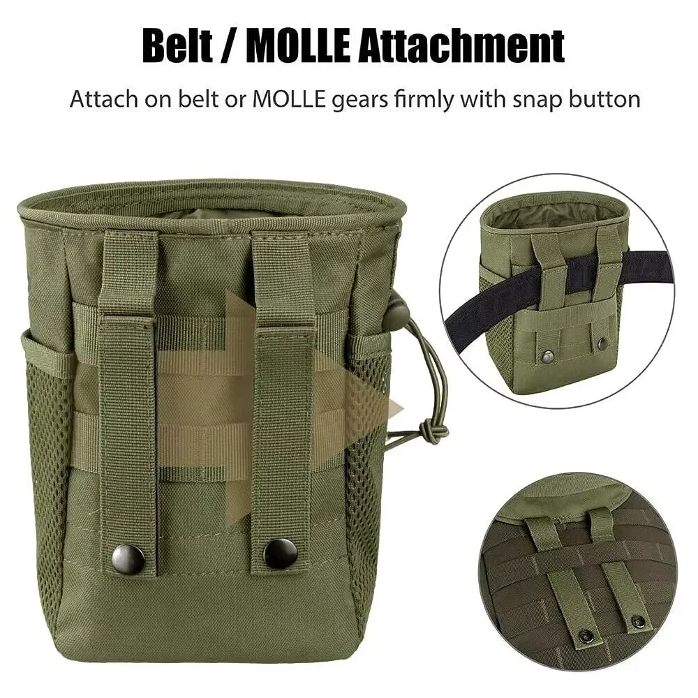 Molle Dump Pouch,Hunting Magazine Recovery Pouch Drastring Ammo Bag Belt Waist Fanny Pack Adjustable Holster Bag - Image 6