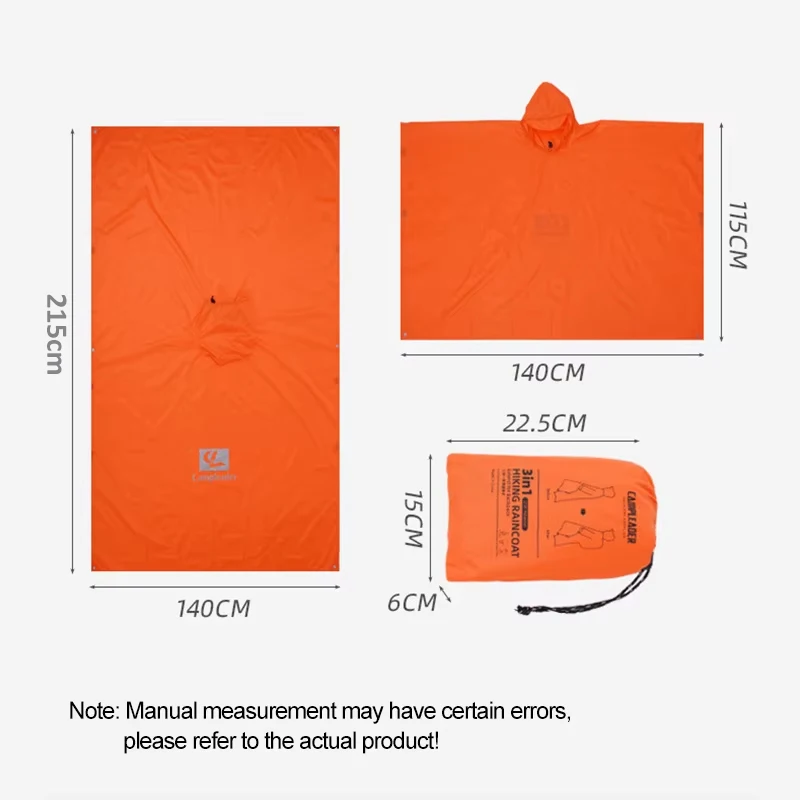 Outdoor 3 In 1 Raincoat Hooded Sleeve Waterproof Rain Poncho Motorcycle Rain Cover Camping Hiking Travel Portable Rainwear Tent - Image 6