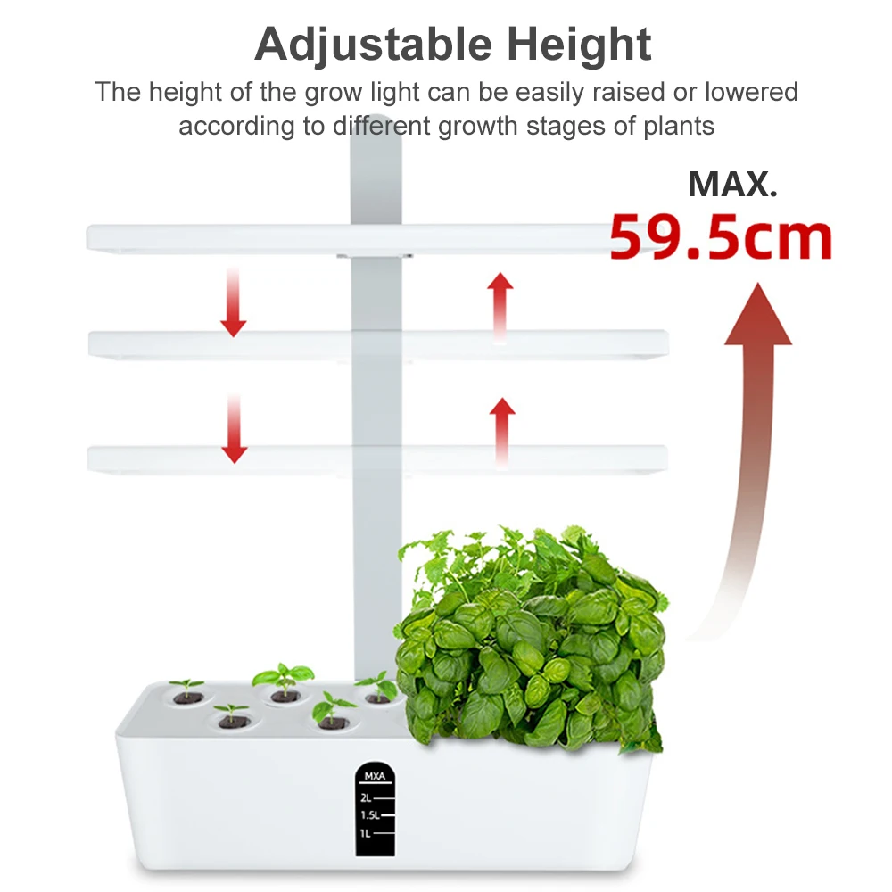 Smart Hydroponics Growing System Indoor Garden Kit 9 Pods Automatic Timing with Height Adjustable 15W LED Grow Lights - Image 3