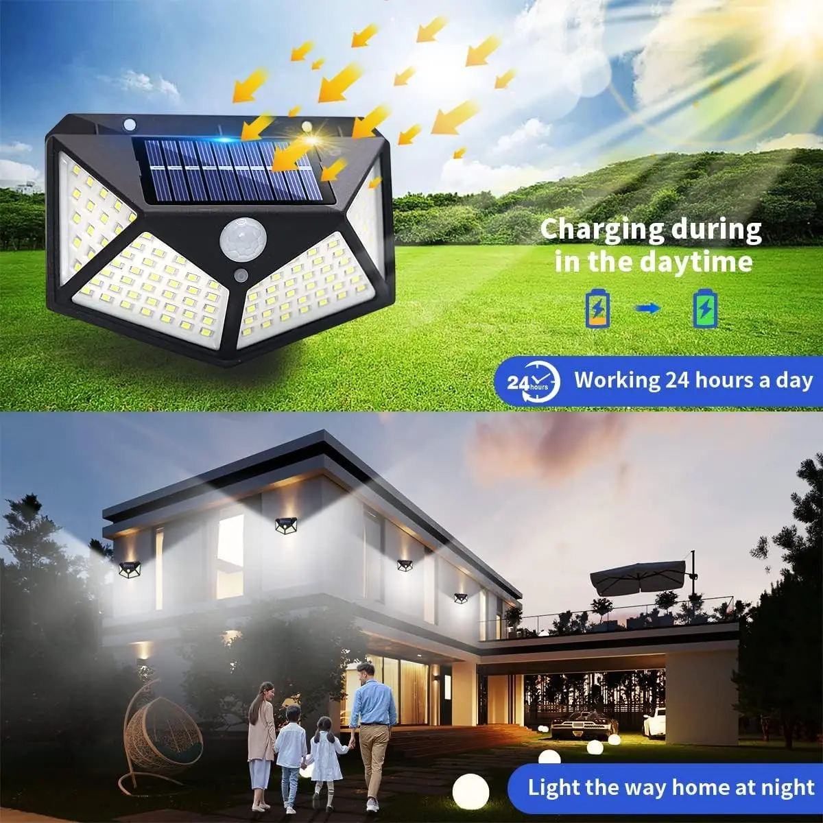 100 LED Solar Motion Sensor Security Light Outdoor Waterproof PIR Spotlight for Yard Garden Path Fence Decoration - Image 4