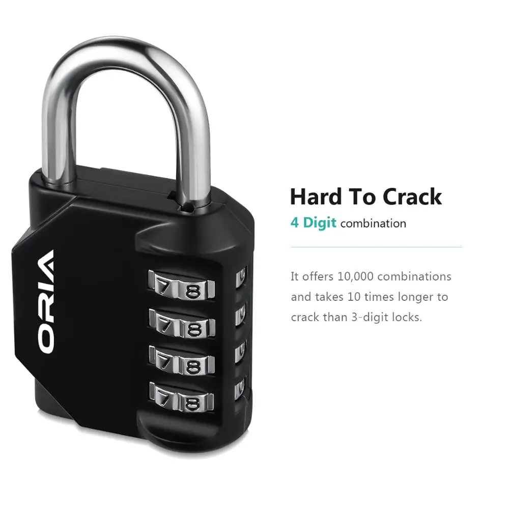 ORIA Combination Padlock 2PCS Password Locks 4 Digit Waterproof Outdoor Lock For Door Suitcase Bag Package Cabinet Locker Window - Image 3
