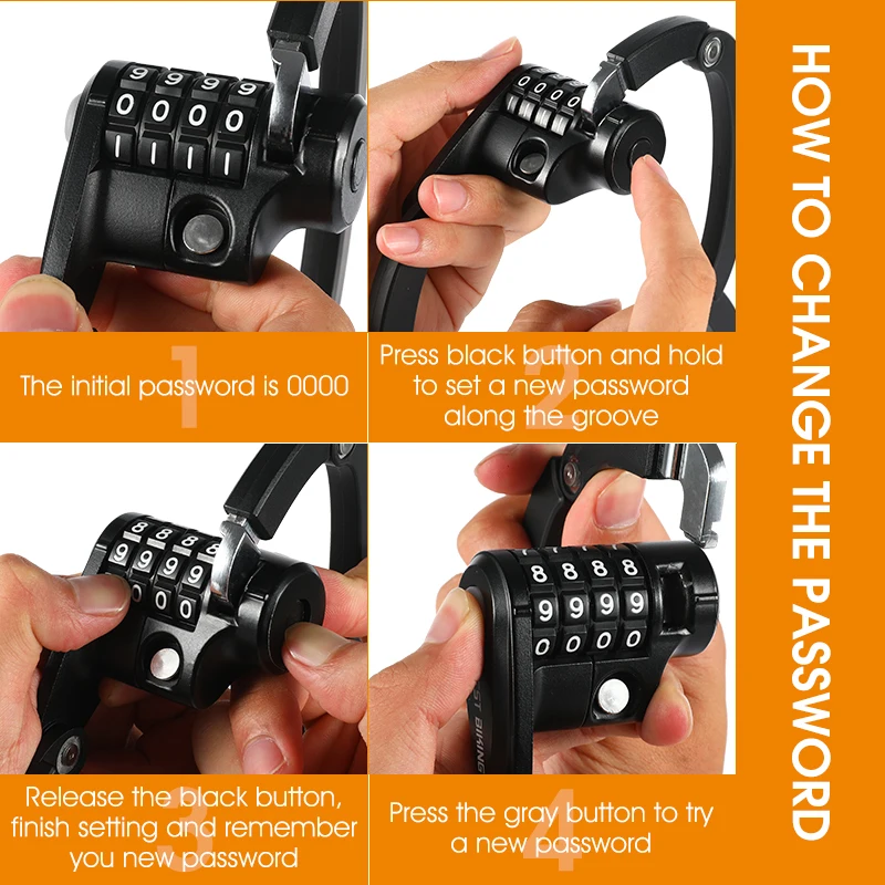 WEST BIKING Bike Folding Password Lock Anti-theft Chain Padlock Motorcycle Safety Portable Locks Reflective Bicycle Accessories - Image 5