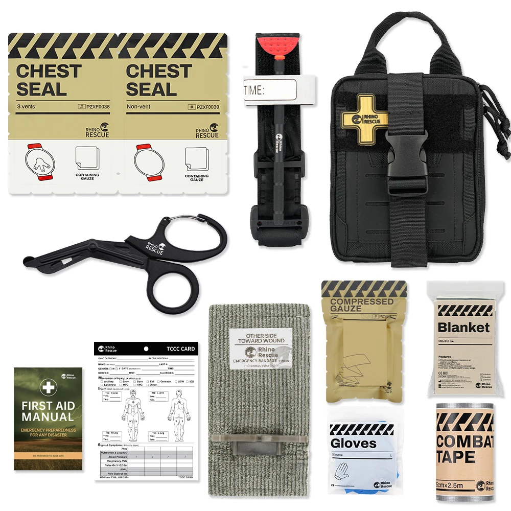 Rhino Rescue EDC Pouch First Aid Kit Tactical Survival Trauma Kit Molle Utility Tool Pouches For Camping Hiking - Image 2