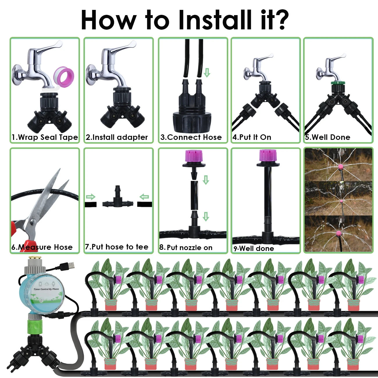 KESLA 5-50M Drip Irrigation Automatic Watering Saving System Kit 1/4inch Garden Hose Tools Adjustable Drippers for Greenhouse - Image 5