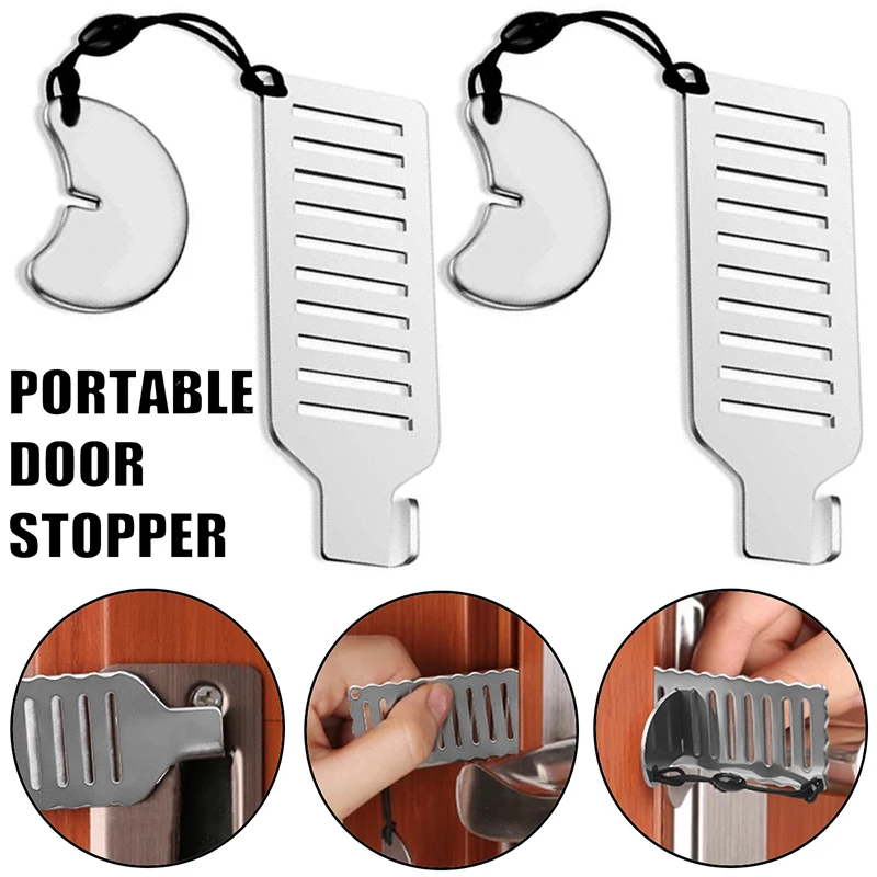 Safety Anti-theft Door Blocker Portable 8cm Stainless Steel Safe Security Tool For Home Privacy Hotel Travel Door Lock Stopper - Image 2