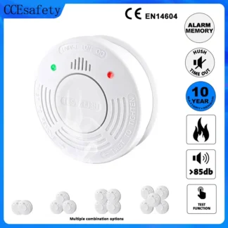 Smoke Detector 10 Year Smoke Sensor Independent Fire Alarm CE EN14604 Certified With CR123A Battery LED Indicator Home Security