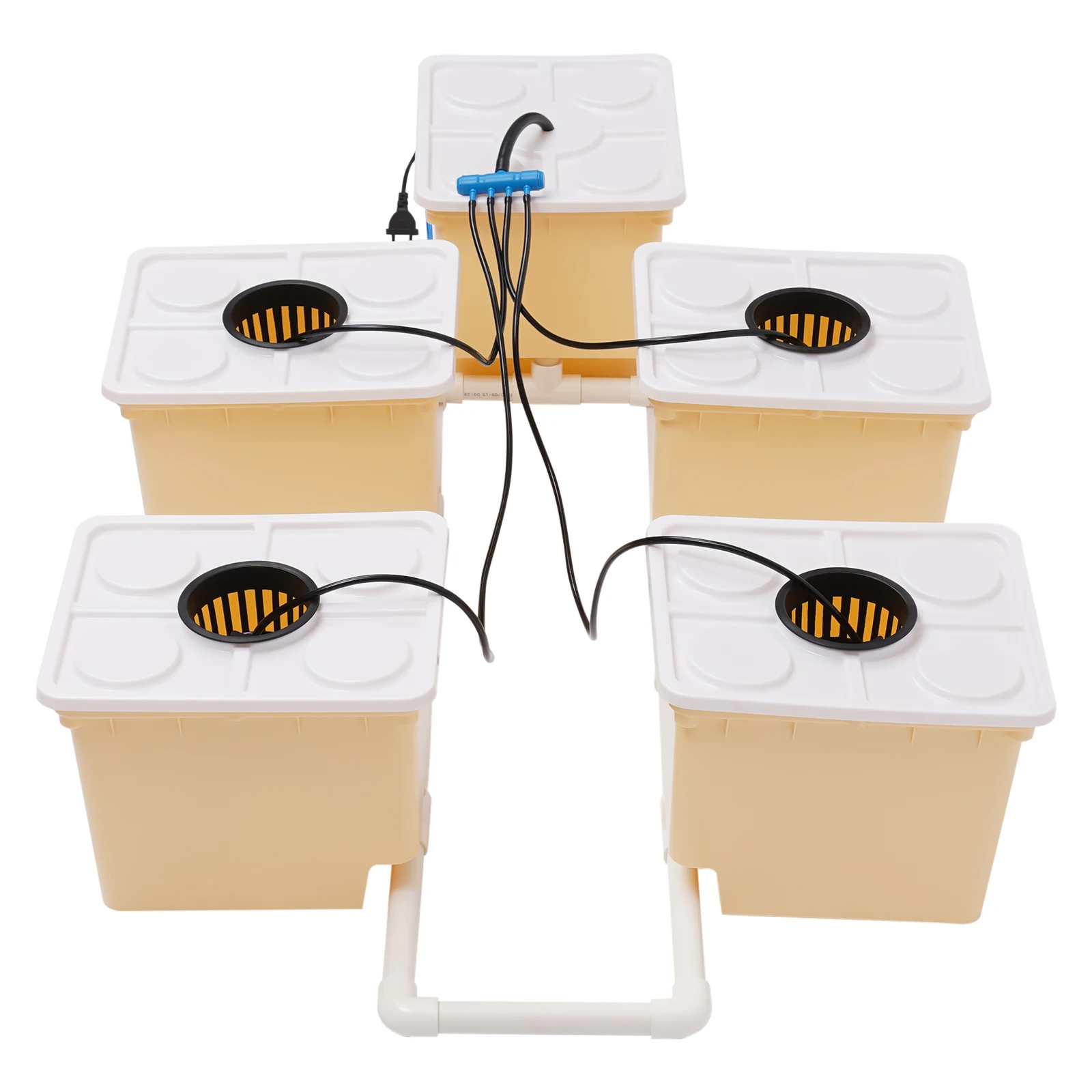 4-Bucket Hydroponic System 2.91Gal Each Hydroponic Bucket Kit Includes Pump & Net Cups for Growing Herbs & Vegetables at Home - Image 3