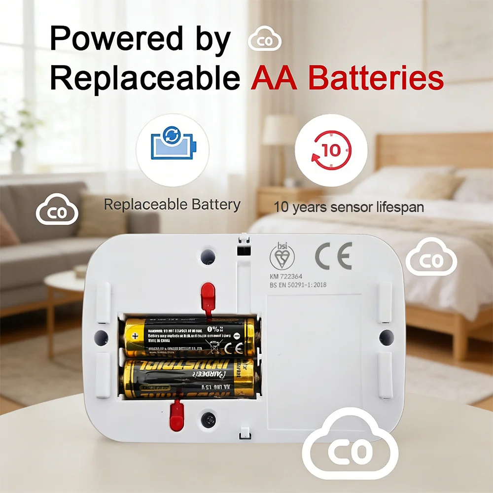 Carbon Monoxide Detector EN50291 10 Years CO Sensor Portable Carbon Monoxide Alarm For Home RV Travel LCD Dispaly AA Batteries - Image 4