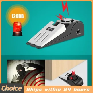 Wedge-shaped Alarm Anti-theft Door Stopper Block Alarm Wireless Stainless Steel Cover Small Sensitivity Portable for Apartment