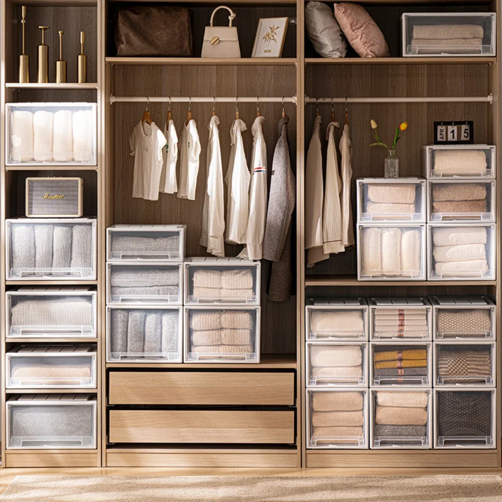 Wardrobe Storage Box High-capacity Drawer Style Stackable Container Transparent Plastic Containers for Household Use Storage - Image 6