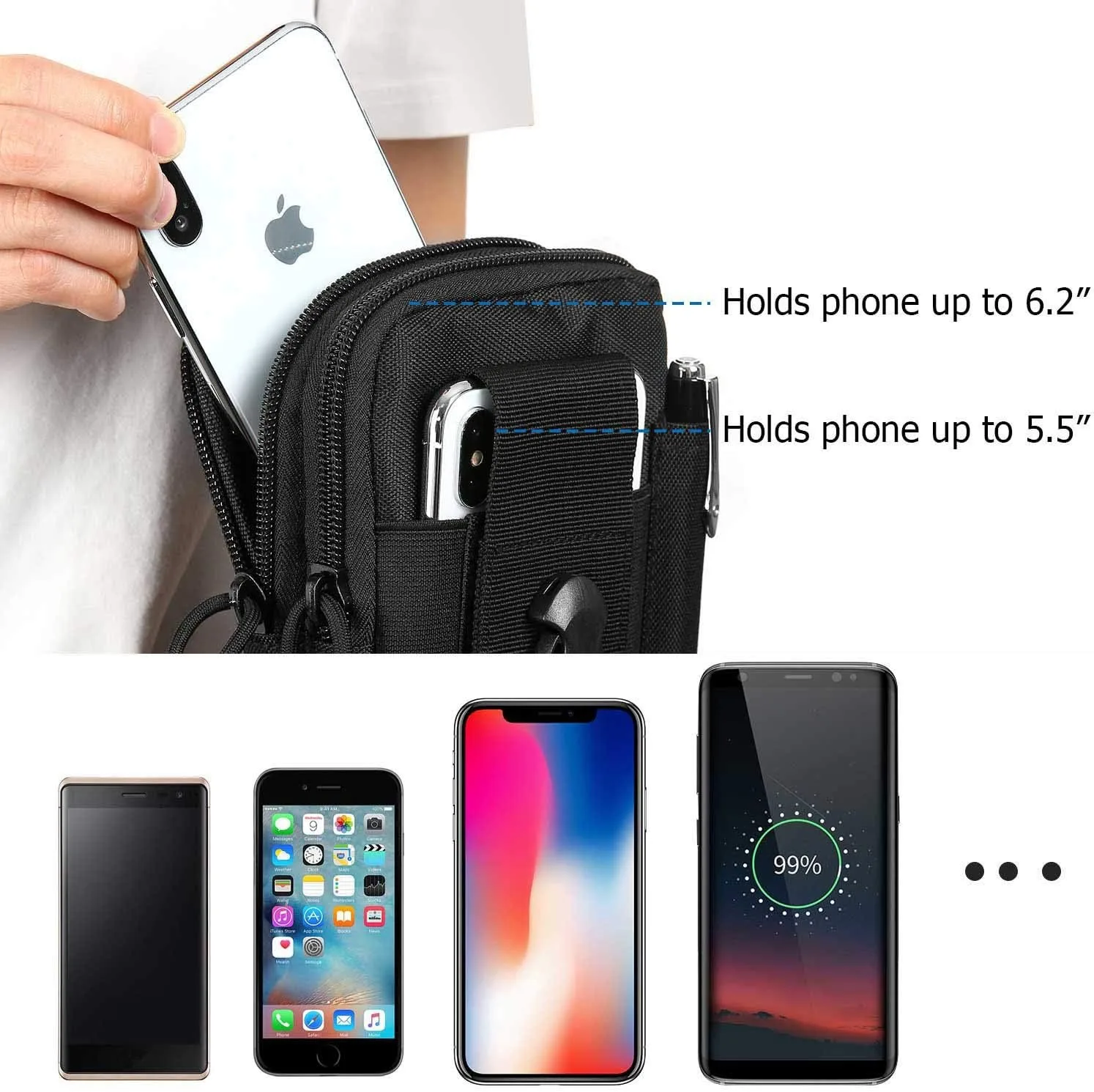 MuqiNush Tactical Phone Bag Universal EDC Waist Bag Equipment Small Tools Pocket for Outdoor Men's and Phone Leather Cases - Image 4