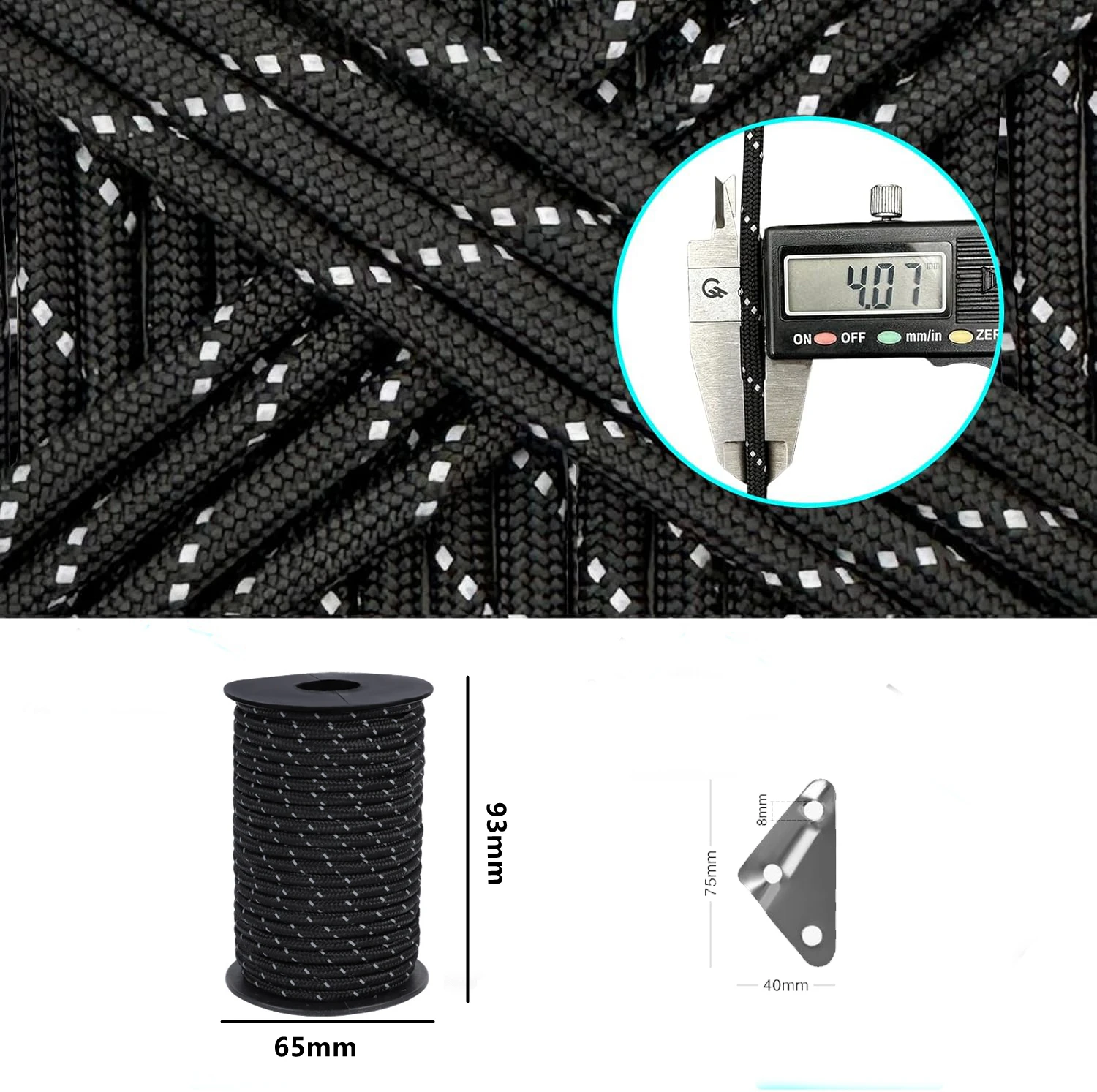 30M 4mm Reflective Paracord 7 Strand Tent Guyline Rope With Tensioner Tactical Outdoor Survival Camping Lanyard DIY Bracelet - Image 3