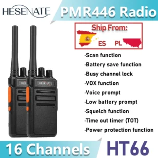 HESENATE HT66 Radio PMR446 Long Range Walkie Talkie 16 Channels VOX 1200mAh 446MHz 0.5W Portable Handheld Walkie Talkie