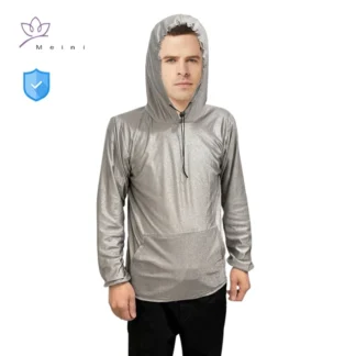 Electromagnetic radiation protective 100%/Modal silver fiber sport underwear New energy vehicle EMR shielding hooded sweatshirt