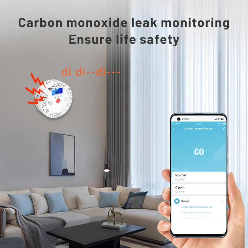 Tuya WiFi Smart Carbon Monoxide Detector Alarm 85dB Sound Warning LCD Digital Display Home Indoor Real-Time CO Monitor Poisoning - Image 3