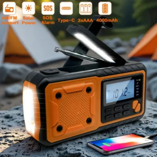 4000mAh Portable Emergency Solar Power Radio Hand Crank Charging AM/FM Weather Radio Led Reading Flashlight Bank Phone Charger