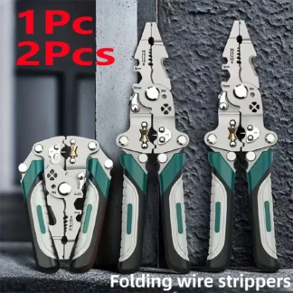 1/2 Foldable 18-in-1 Wire Stripping Pliers Crimping Tool Multifunctional Electrician Pliers, Professional-Grade Electrician Tools | Compact Foldable Design for Secure Connections and DIY Projects