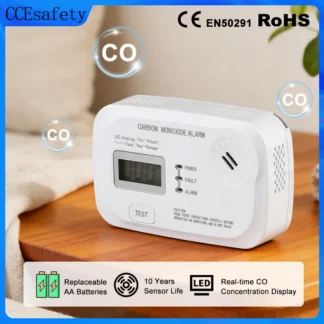 Carbon Monoxide Detector EN50291 10 Years CO Sensor Portable Carbon Monoxide Alarm For Home RV Travel LCD Dispaly AA Batteries