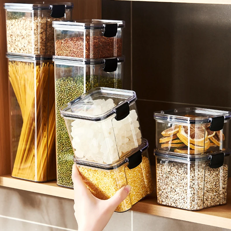 Sealed Jars Kitchen Grain Storage Organizer Large Tank Plastic Moisture-proof Storage Box Household Seasoning Jars Set - Image 3
