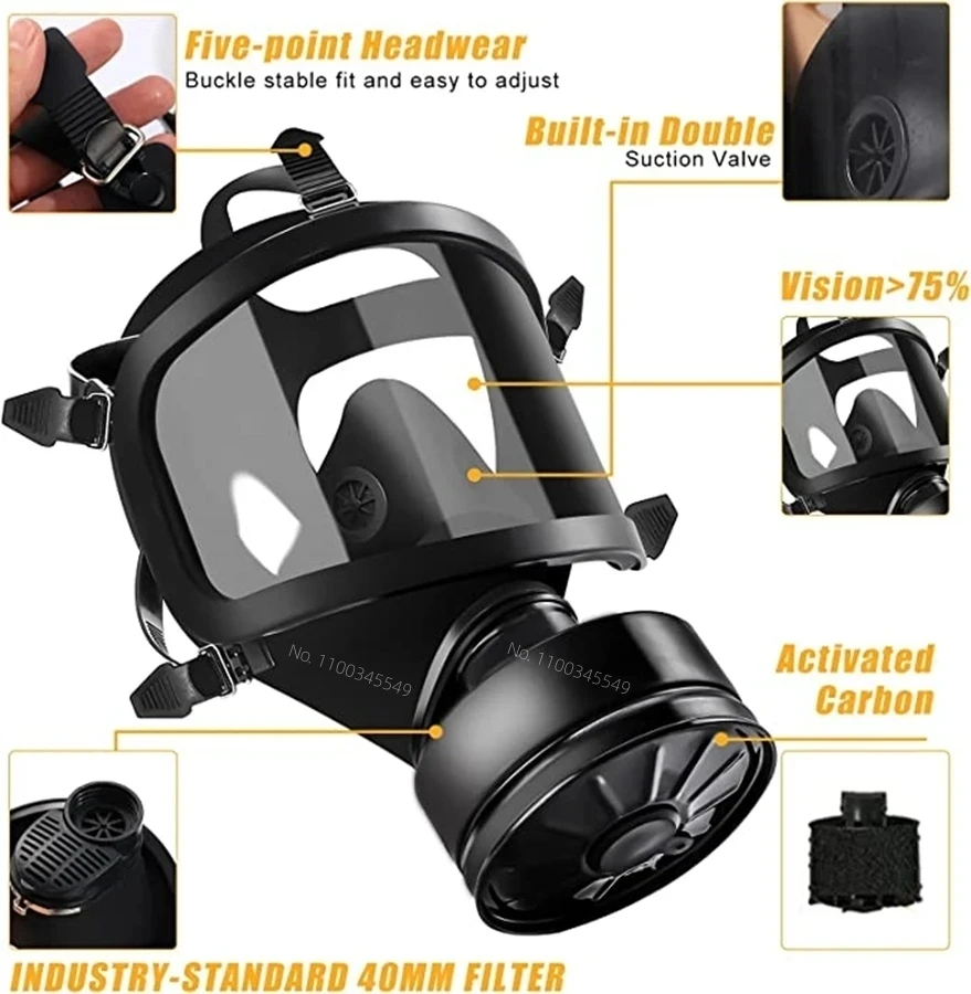 Self-Priming Full Face Mask Gas Mask Biological And Radioactive Pollution Anti-Nuclear Radiation MF14 /87Chemical Gas Mask - Image 3