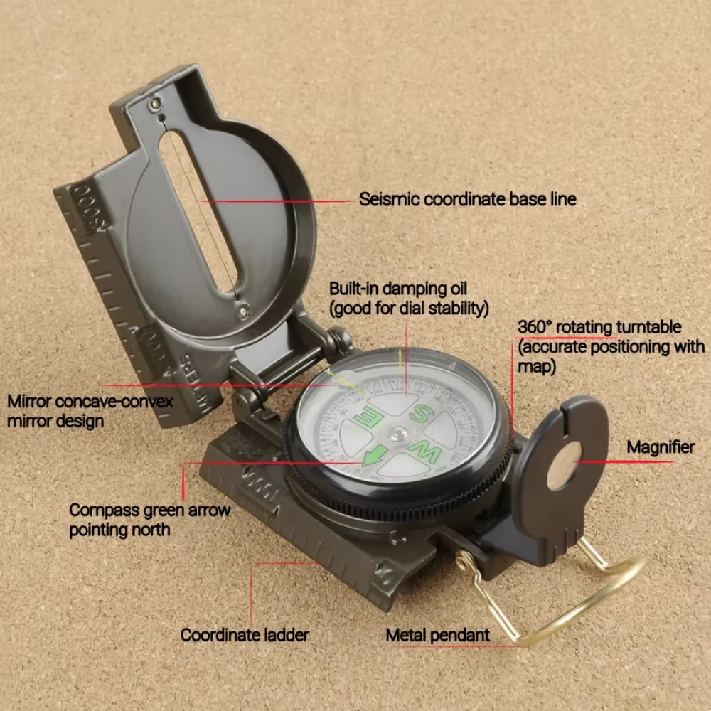 Waterproof High Precision Compass Outdoor Gadget Sports Hiking Mountaineering Professional Military Army Metal Sight - Image 5