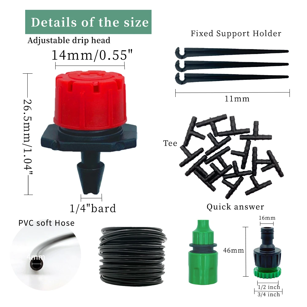 OASIS 50M-5M DIY Drip Irrigation System Automatic Watering Garden Hose Micro Drip Watering Kits with Adjustable Drippers - Image 3